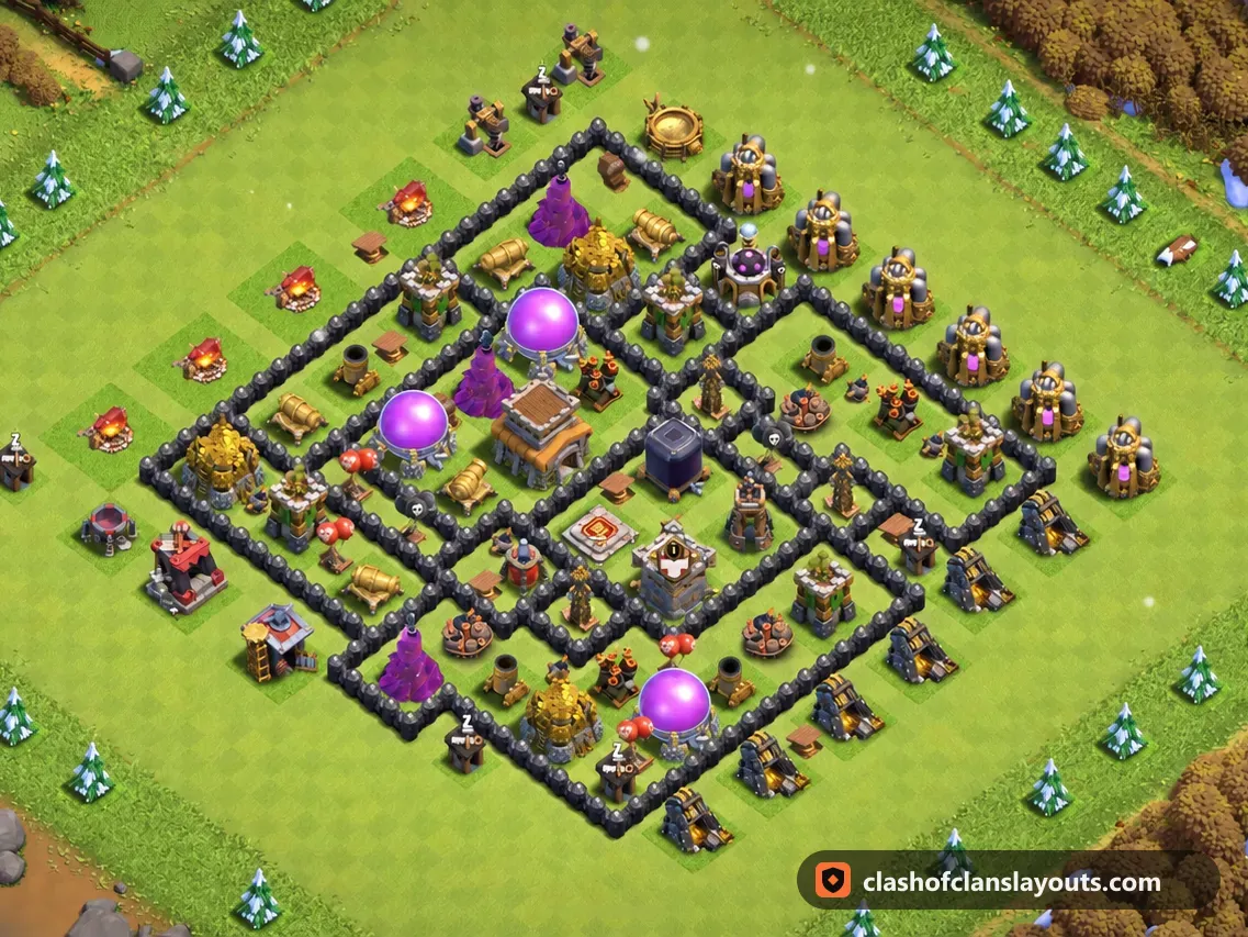 TH8 하이브리드 배치 289: 클래시 오브 클랜 마을회관 8 하이브리드 배치, 전체 배치 이미지
