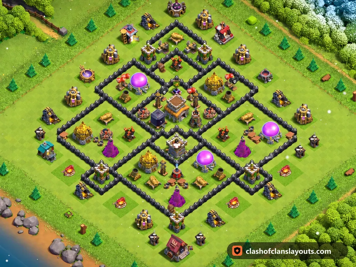 TH8 트로피 배치 288: 클래시 오브 클랜 마을회관 8 트로피 배치, 전체 배치 이미지