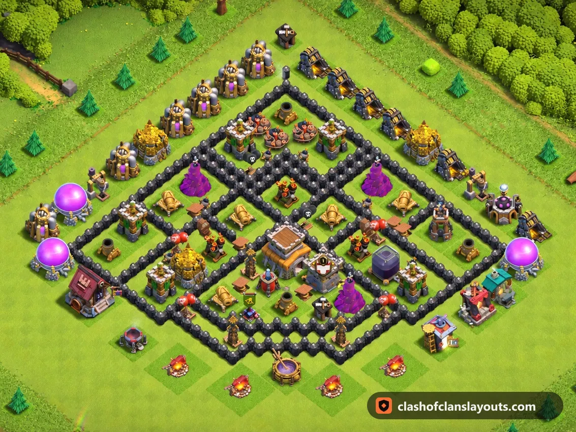 TH8 트로피 배치 291: 클래시 오브 클랜 마을회관 8 트로피 배치, 전체 배치 이미지