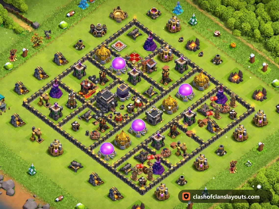 Farmbase TH9 263: Clash of Clans Farmbase für Rathaus 9, komplettes Bild der Base