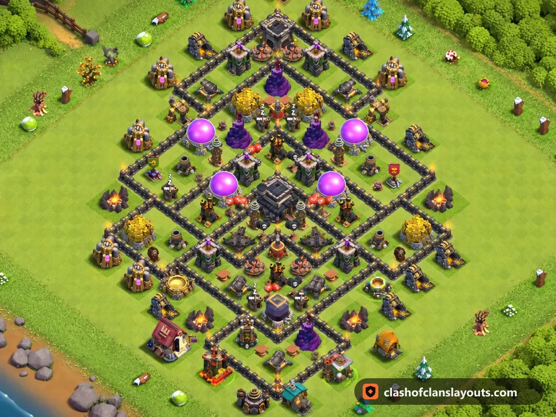 Farmbase TH9 266: Clash of Clans Farmbase für Rathaus 9, komplettes Bild der Base
