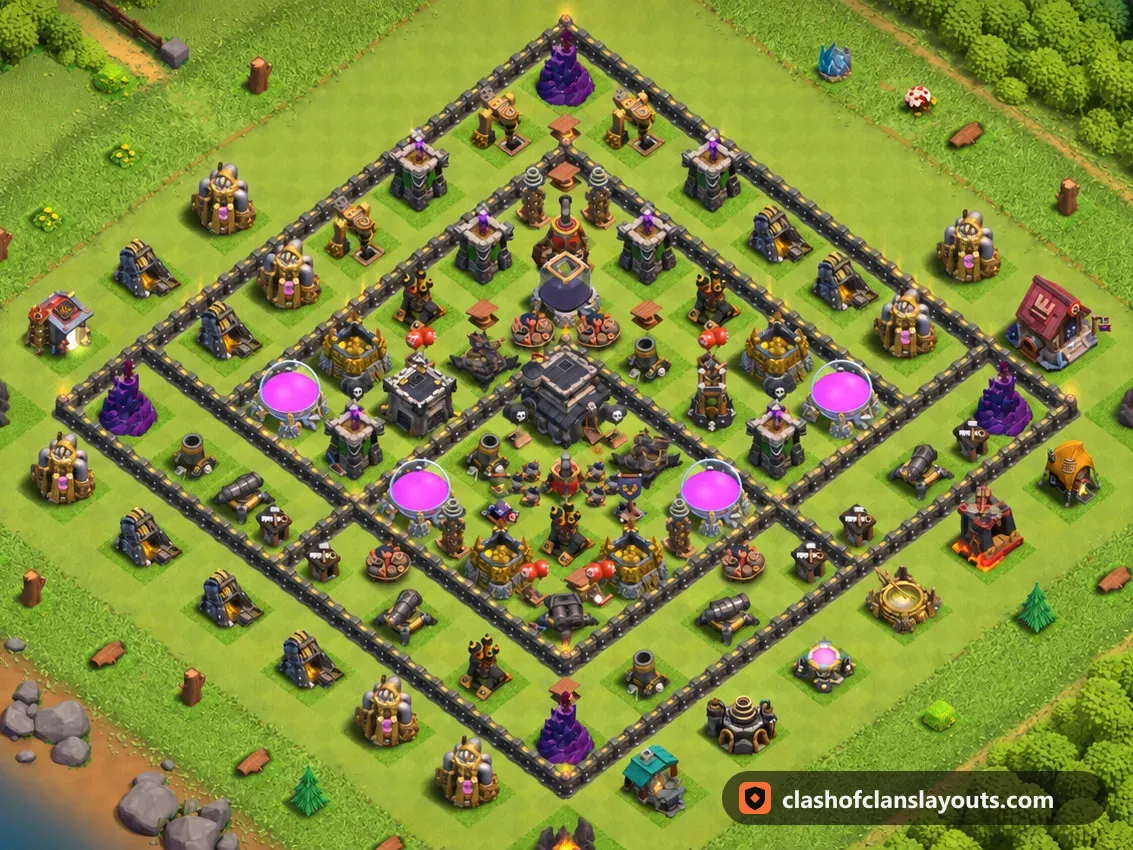 TH9 파밍 배치 271: 클래시 오브 클랜 마을회관 9 파밍 배치, 전체 배치 이미지
