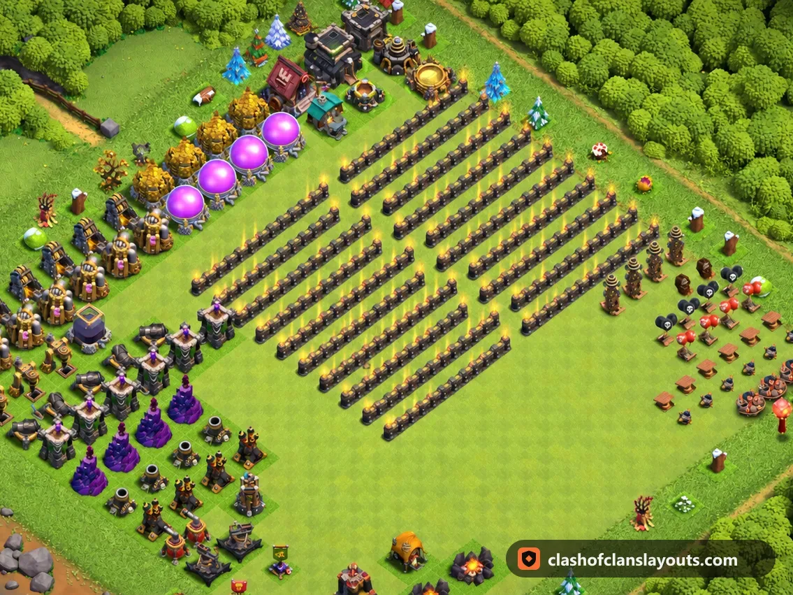 TH9 재미 배치 18: 클래시 오브 클랜 마을회관 9 재미 배치, 전체 배치 이미지