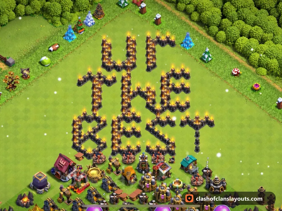 TH9 Funny Base Layout 20: Clash of Clans Town Hall 9 fun base layout, full base picture