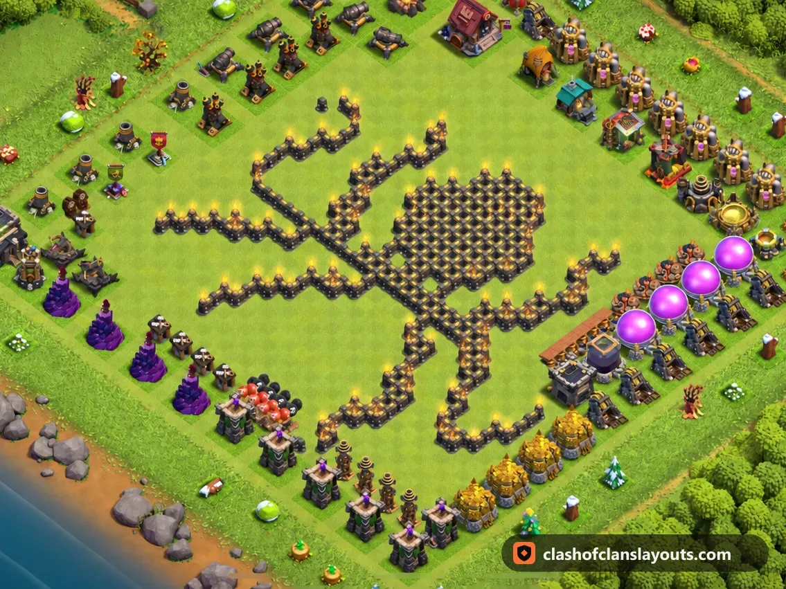 TH9 ネタ配置 21：Clash of Clans タウンホール9のネタ配置、ベース全体の画像