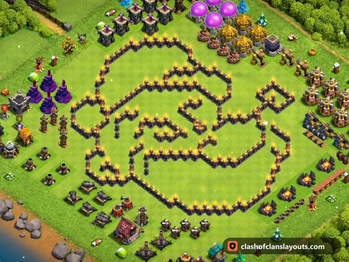 TH9 재미 배치 23: 클래시 오브 클랜 마을회관 9 재미 배치, 전체 배치 이미지