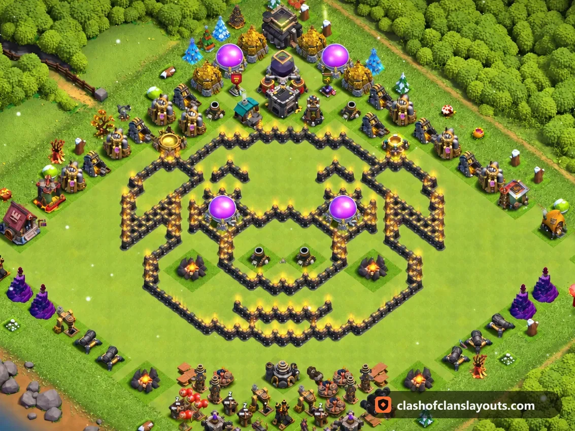 TH9 ネタ配置 25：Clash of Clans タウンホール9のネタ配置、ベース全体の画像