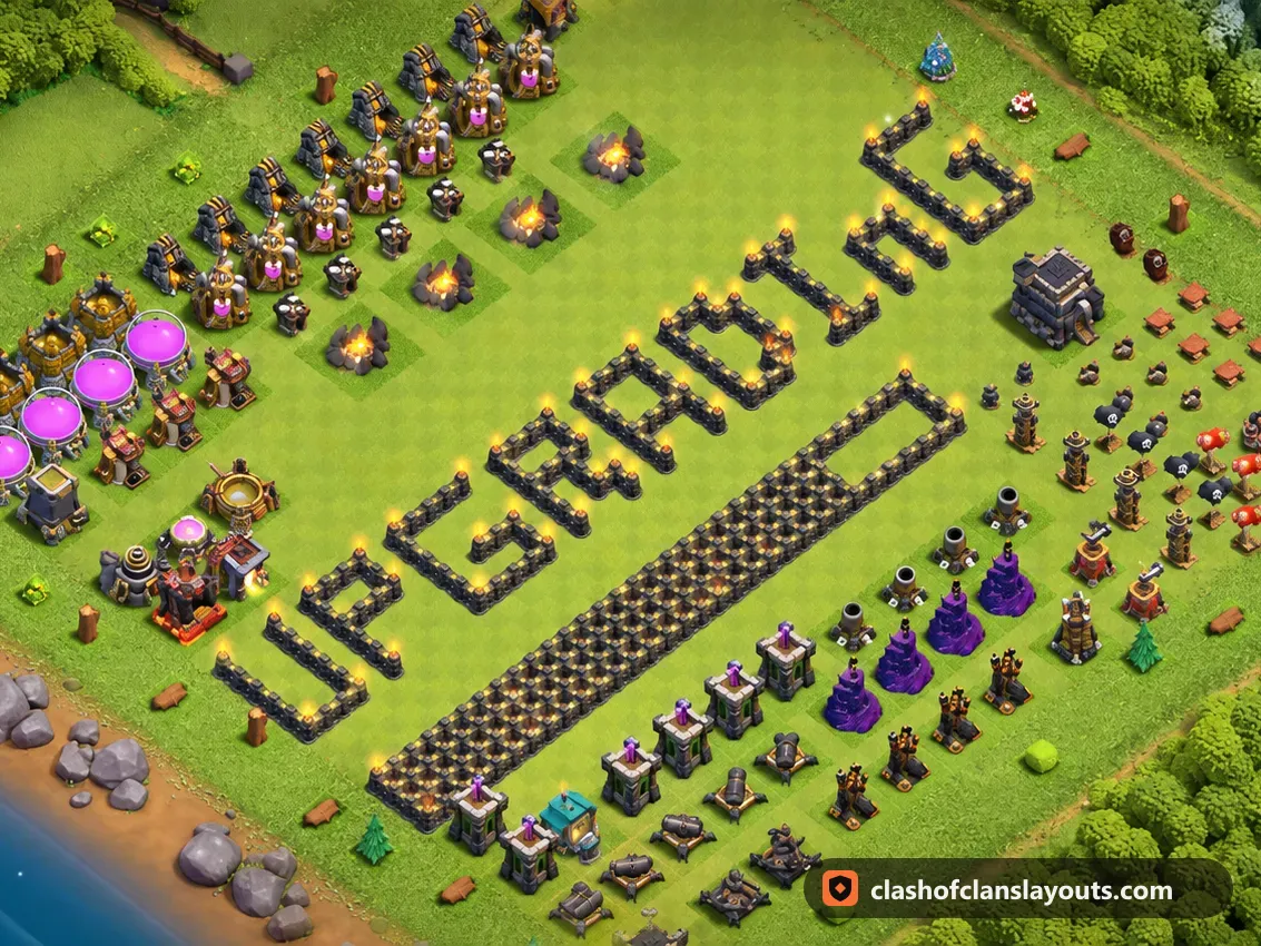 TH9 Funny Base Layout 28: Clash of Clans Town Hall 9 fun base layout, full base picture