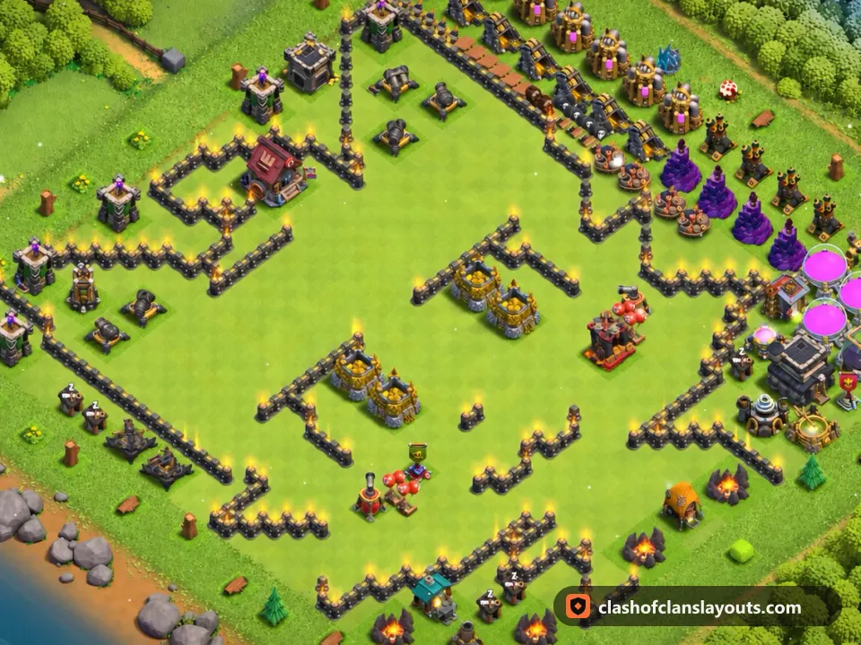 TH9 Funny Base Layout 29: Clash of Clans Town Hall 9 fun base layout, full base picture