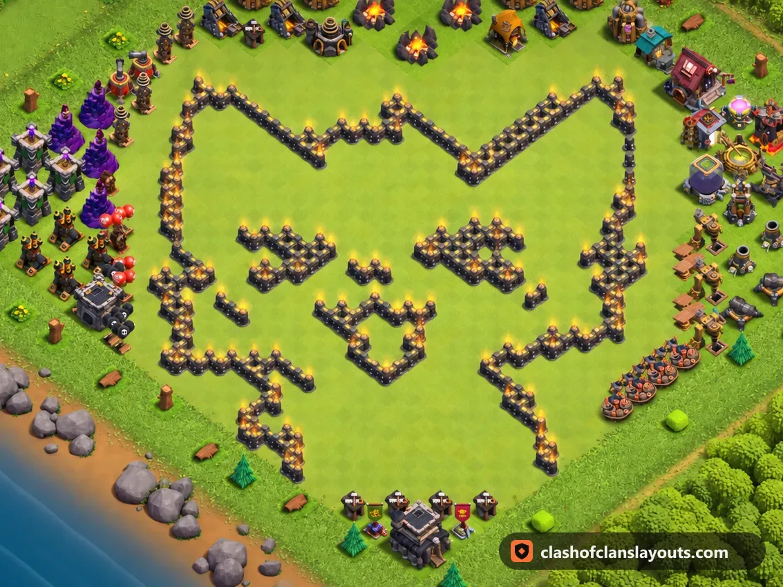 TH9 재미 배치 30: 클래시 오브 클랜 마을회관 9 재미 배치, 전체 배치 이미지