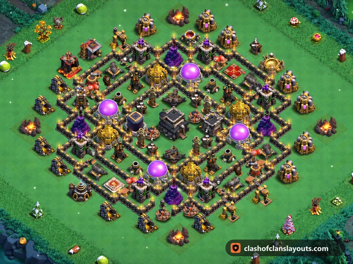 Hybridbase TH9 247: Clash of Clans Hybridbase für Rathaus 9, komplettes Bild der Base